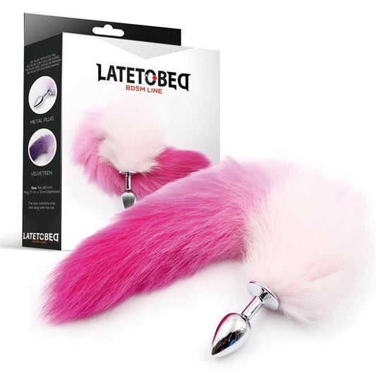 LATETOBED BDSM LINE - BUTT PLUG WITH PINK AND WHITE TAIL SIZE S