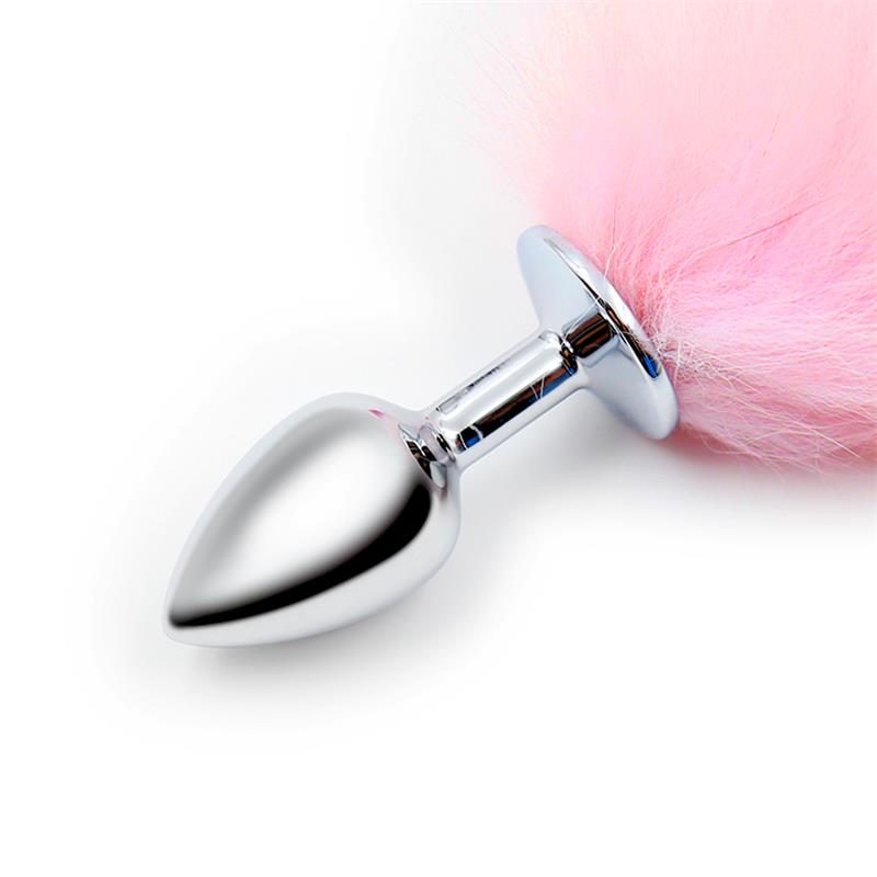 LATETOBED BDSM LINE - BUTT PLUG WITH PINK AND WHITE TAIL SIZE S