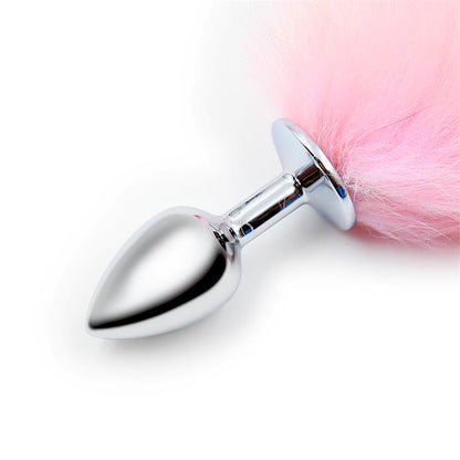 LATETOBED BDSM LINE - BUTT PLUG WITH PINK AND WHITE TAIL SIZE S