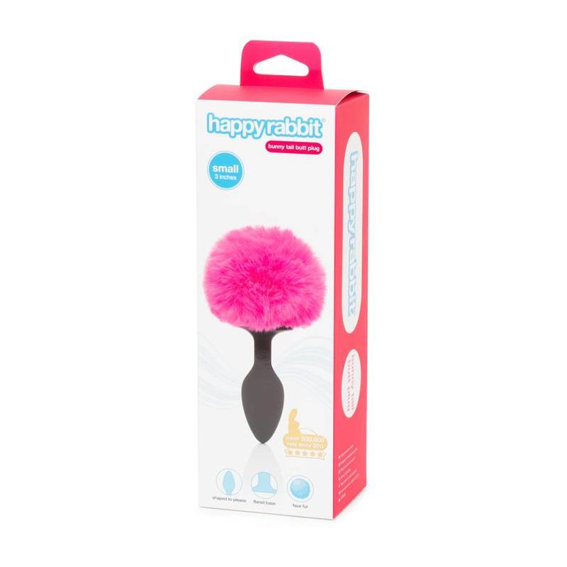 HAPPY RABBIT - BUTT PLUG WITH PINK FUR TAIL SMALL