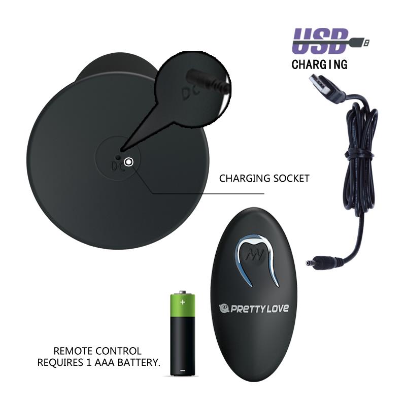 PRETTYLOVE - BUTT PLUG WITH REMOTE CONTROL BLACK
