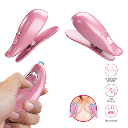 PRETTY LOVE - CAILEY NIPPLE CLAMPS 10 VIBRATIONS REMOTE CONTROL PINK