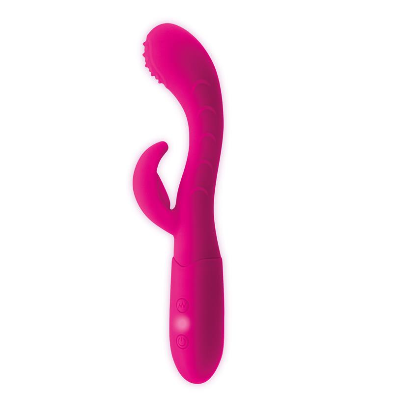 GOODIES - CAKEY G-SPOT AND RABBIT VIBE USB SILICONE FUCHSIA