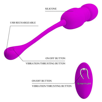 PRETTYLOVE - CALLIERI VIBRATING EGG WITH THRUSTING AND REMOTE CONTROL