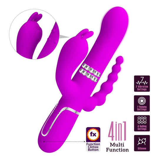 PRETTYLOVE - CAMMY 4 IN 1 VIBE WITH ROTATING BALLS AND ANAL CHAIN