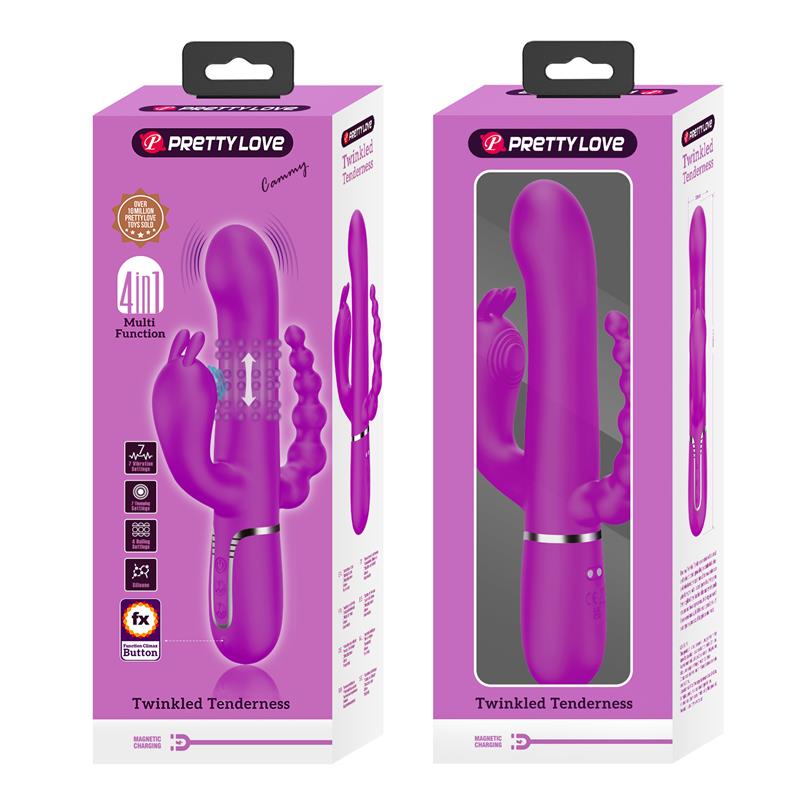 PRETTYLOVE - CAMMY 4 IN 1 VIBE WITH ROTATING BALLS AND ANAL CHAIN