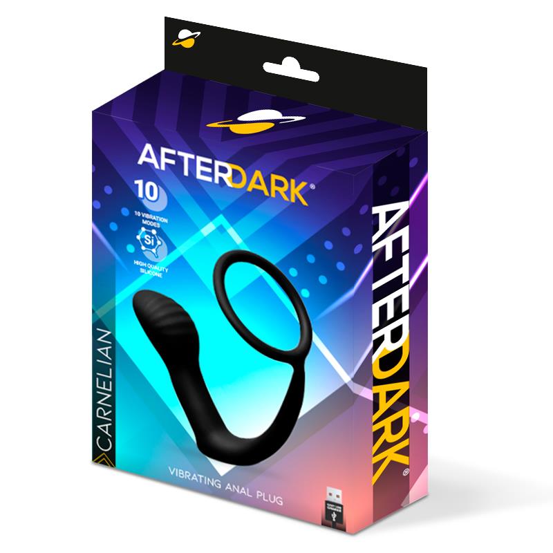 AFTERDARK - CARNELIAN VIBRATING ANAL PLUG WITH PENIS RING