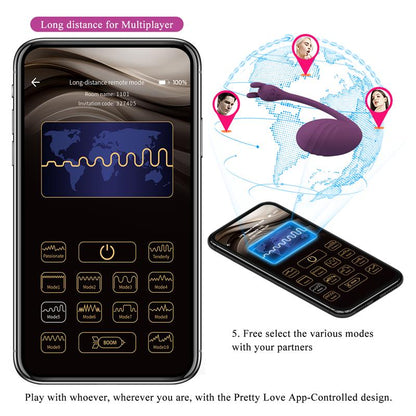 PRETTY LOVE - CATALINA VIBRATOR APP REMOTE CONTROL PURPLE