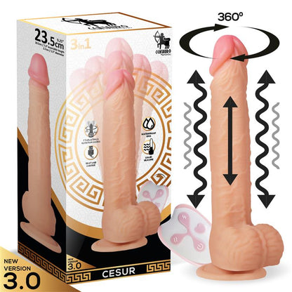 CENTAURO - CESUR 3.0 REALISTIC DILDO VIBRATING, WAVY, 360º AND UP-AND-DOWN MOVEMENT REMOTE CONTROL USB