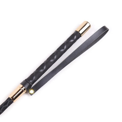 LATETOBED BDSM LINE - CLASSIC METAL CROP BLACK AND GOLDEN