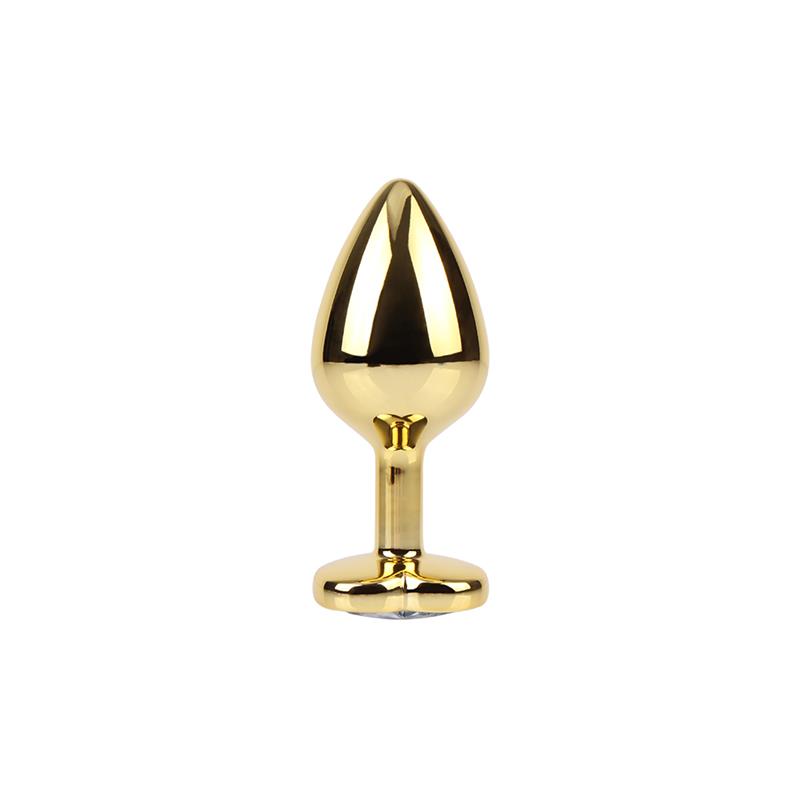 CHISA - CLEAR HEART GOLDEN ANAL PLUG WITH JEWEL SIZE M
