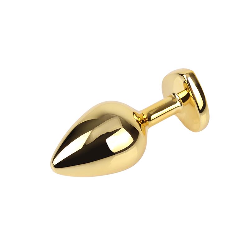 CHISA - CLEAR HEART GOLDEN ANAL PLUG WITH JEWEL SIZE M