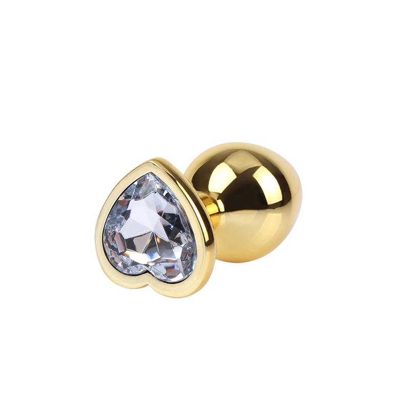 CHISA - CLEAR HEART GOLDEN ANAL PLUG WITH JEWEL SIZE M