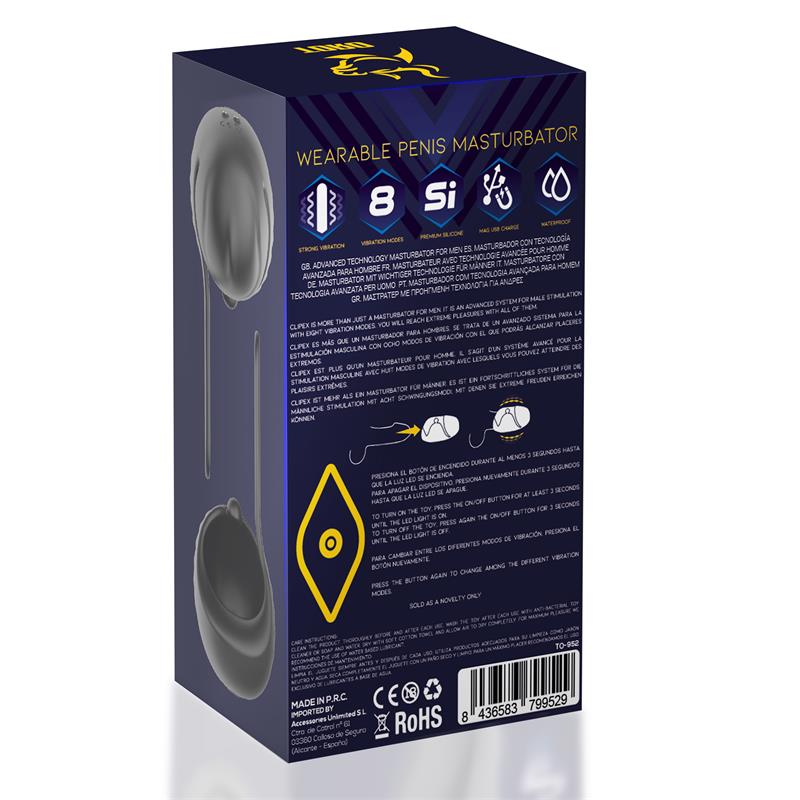 MINOTHOR - CLIPEX ADJUSTABLE MALE MASTURBATOR WITH CLIP SYSTEM PREMIUM SILICONE MAGNETIC USB