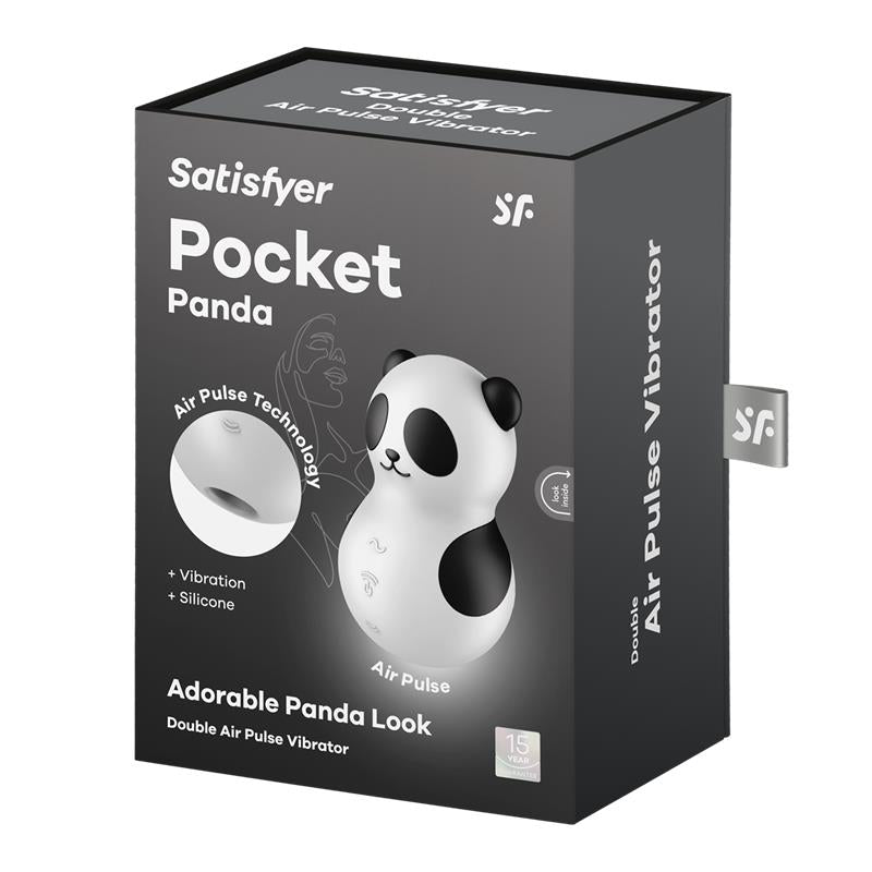 SATISFYER - POCKET PANDA STIMULATOR & VIBRATOR BLACK AND WHITE