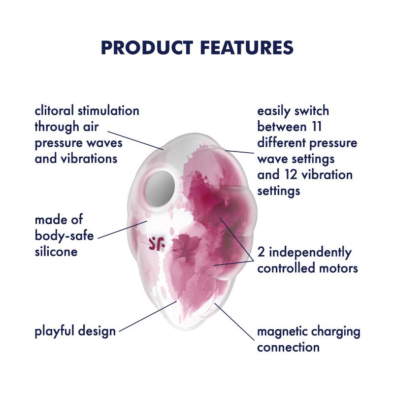 SATISFYER - CLOUD DANCER CLIT SUCKER AND VIBE RED PRINT
