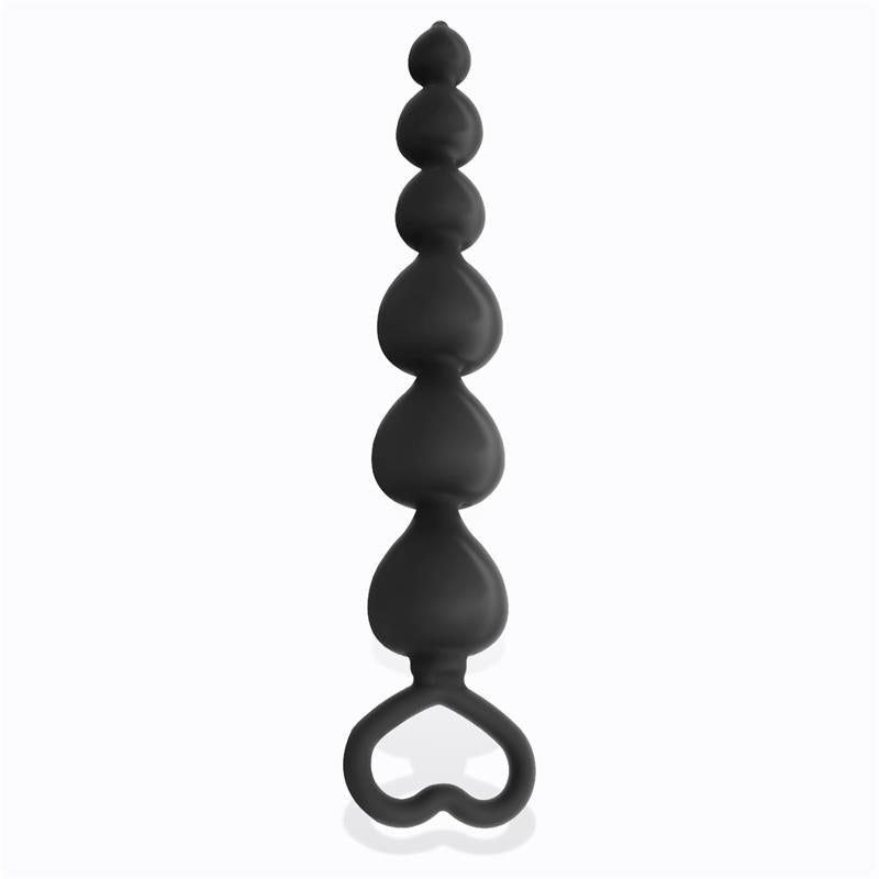 TARDENOCHE - CLYDE BEADED BUTT PLUG WITH EASY PULL RING SILICONE BLACK