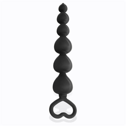 TARDENOCHE - CLYDE BEADED BUTT PLUG WITH EASY PULL RING SILICONE BLACK