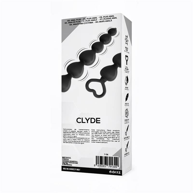 TARDENOCHE - CLYDE BEADED BUTT PLUG WITH EASY PULL RING SILICONE BLACK