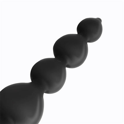 TARDENOCHE - CLYDE BEADED BUTT PLUG WITH EASY PULL RING SILICONE BLACK