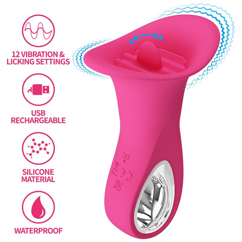 PRETTY LOVE - CLYDE ORAL VIBRATOR VIBRATING TONGUE 12 VIBRATIONS PINK