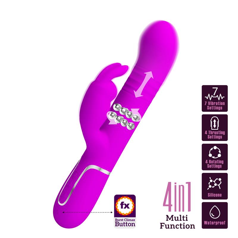 PRETTYLOVE - COALE THRUSTING AND ROTATING RABBIT VIBRATOR USB