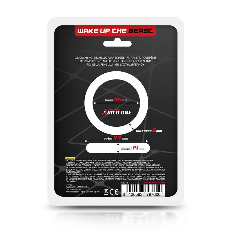 BEAST RINGS - COCK RING SOLID SILICONE 3.5 CM BLACK