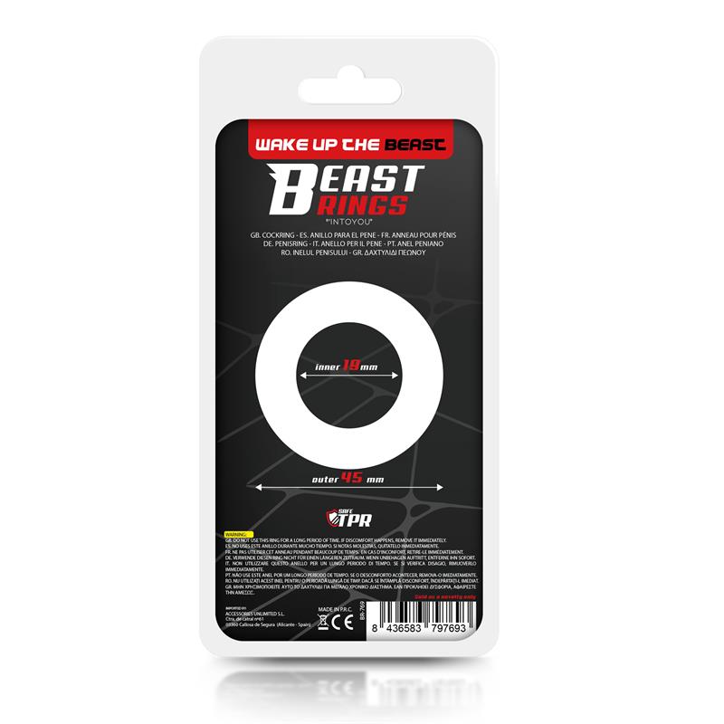 BEAST RINGS - COCK RING SUPER FLEXIBLE AND RESISTANT STRIPED 1.9 CM BLACK