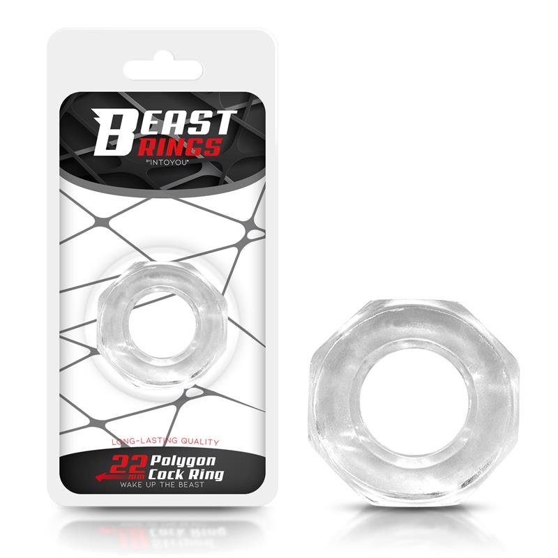 BEAST RINGS - COCK RING SUPER FLEXIBLE POLYGON 2.2 CM CLEAR