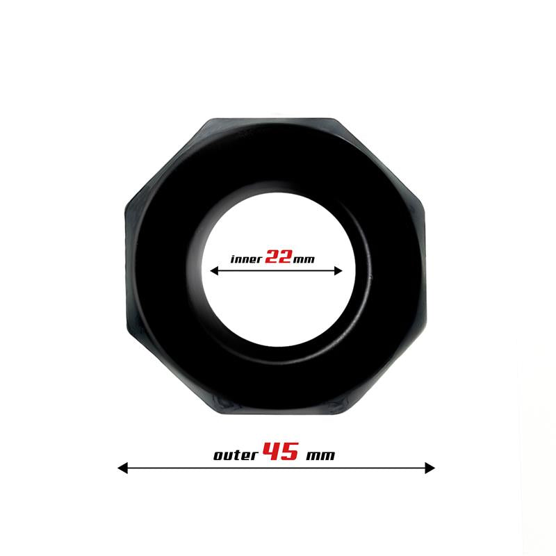 BEAST RINGS - COCK RING SUPER FLEXIBLE POLYGONAL 2.2 CM BLACK