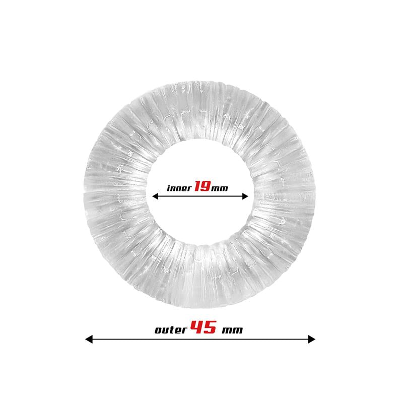 BEAST RINGS - COCK RING SUPER FLEXIBLE STRIPED 1.9 CM CLEAR