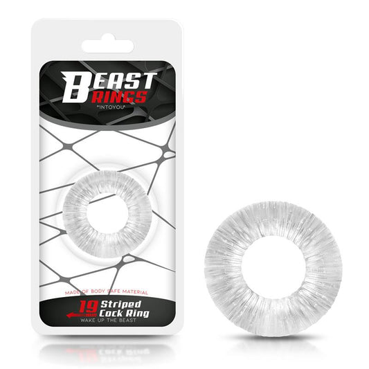 BEAST RINGS - COCK RING SUPER FLEXIBLE STRIPED 1.9 CM CLEAR