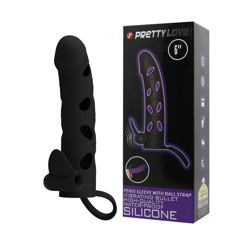 PRETTYLOVE - COCK SLEEVE WITH BULLET BLACK