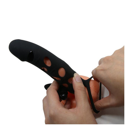 PRETTY LOVE - COCK SLEEVE WITH BULLET BLACK