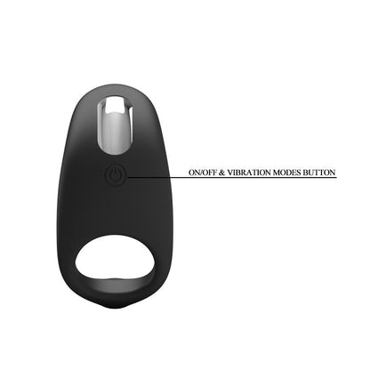 PRETTYLOVE - COCKRING GEMMA USB SILICONE BLACK