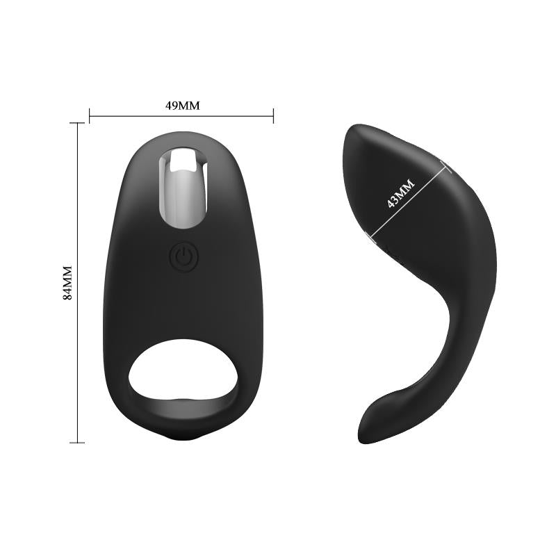 PRETTYLOVE - COCKRING GEMMA USB SILICONE BLACK