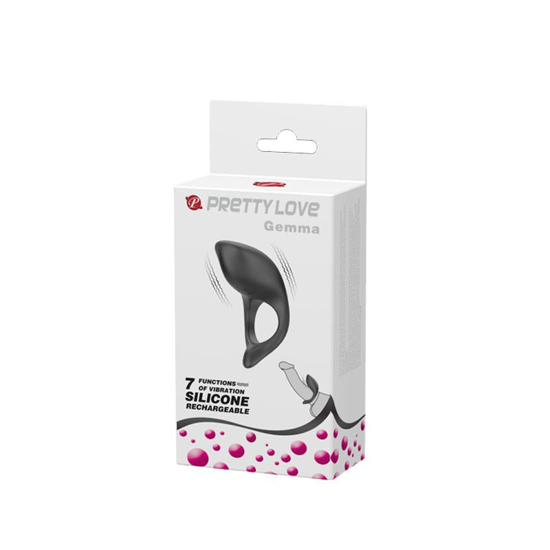 PRETTYLOVE - COCKRING GEMMA USB SILICONE BLACK