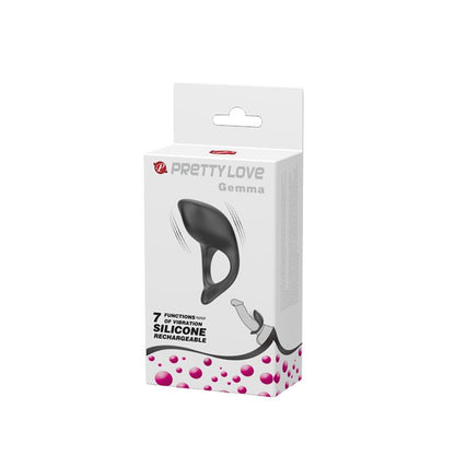 PRETTYLOVE - COCKRING GEMMA USB SILICONE BLACK