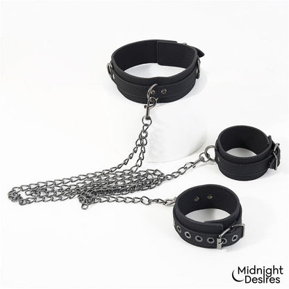 MIDNIGHT DESIRES - COLLAR AND ANKLE CUFFS WITH CHAIN