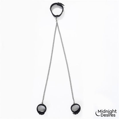 MIDNIGHT DESIRES - COLLAR AND ANKLE CUFFS WITH CHAIN