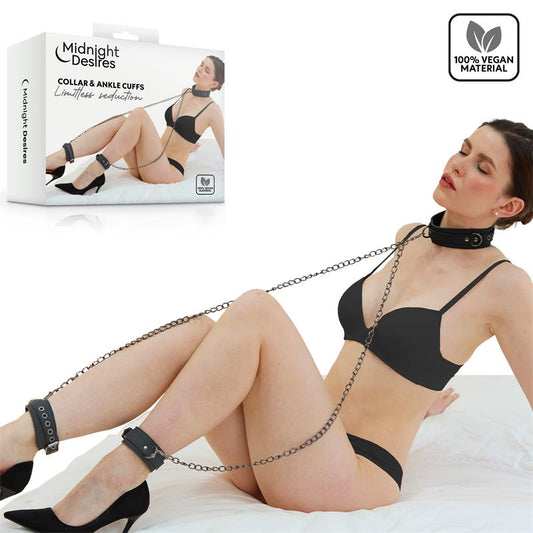 MIDNIGHT DESIRES - COLLAR AND ANKLE CUFFS WITH CHAIN