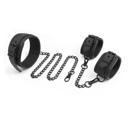 INTOYOU BLACK SHADOW - COLLAR AND HAND CUFFS SET VEGAN LEATHER