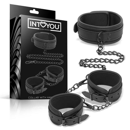 INTOYOU BLACK SHADOW - COLLAR AND HAND CUFFS SET VEGAN LEATHER