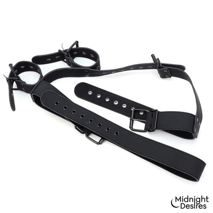 MIDNIGHT DESIRES - COLLAR AND WRIST CUFFS BODY RESTRAINT SET