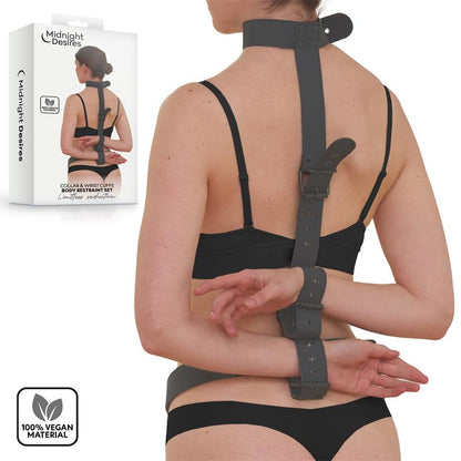 MIDNIGHT DESIRES - COLLAR AND WRIST CUFFS BODY RESTRAINT SET