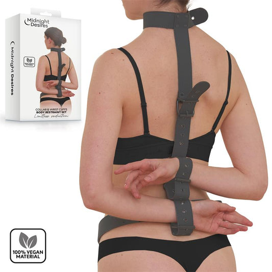 MIDNIGHT DESIRES - COLLAR AND WRIST CUFFS BODY RESTRAINT SET
