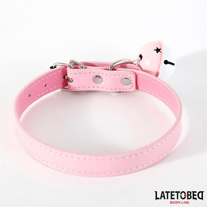 LATETOBED BDSM LINE - COLLAR WITH BELL ADJUSTABLE PINK