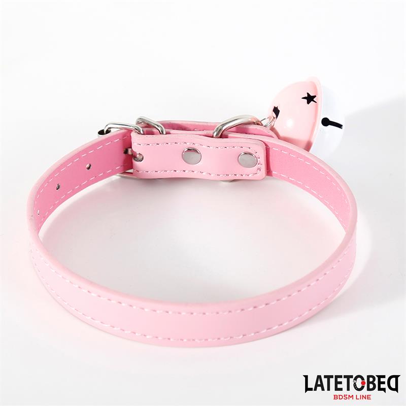 LATETOBED BDSM LINE - COLLAR WITH BELL ADJUSTABLE PINK
