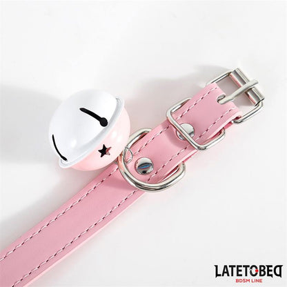 LATETOBED BDSM LINE - COLLAR WITH BELL ADJUSTABLE PINK