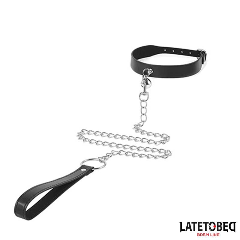 LATETOBED BDSM LINE - COLLAR WITH BELL AND LEASH
